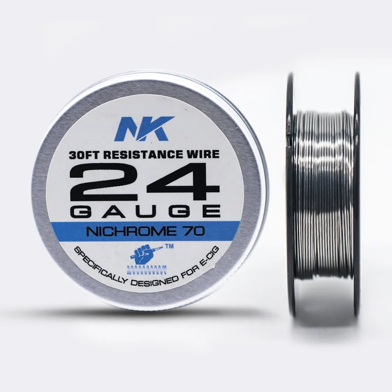 NK-니크롬 Ni70 AWG 2426 27 28 29 30 게이지, 깨끗한 표면 긴 스팬 수명 저항 히팅 코일 와이어 30 피트/롤